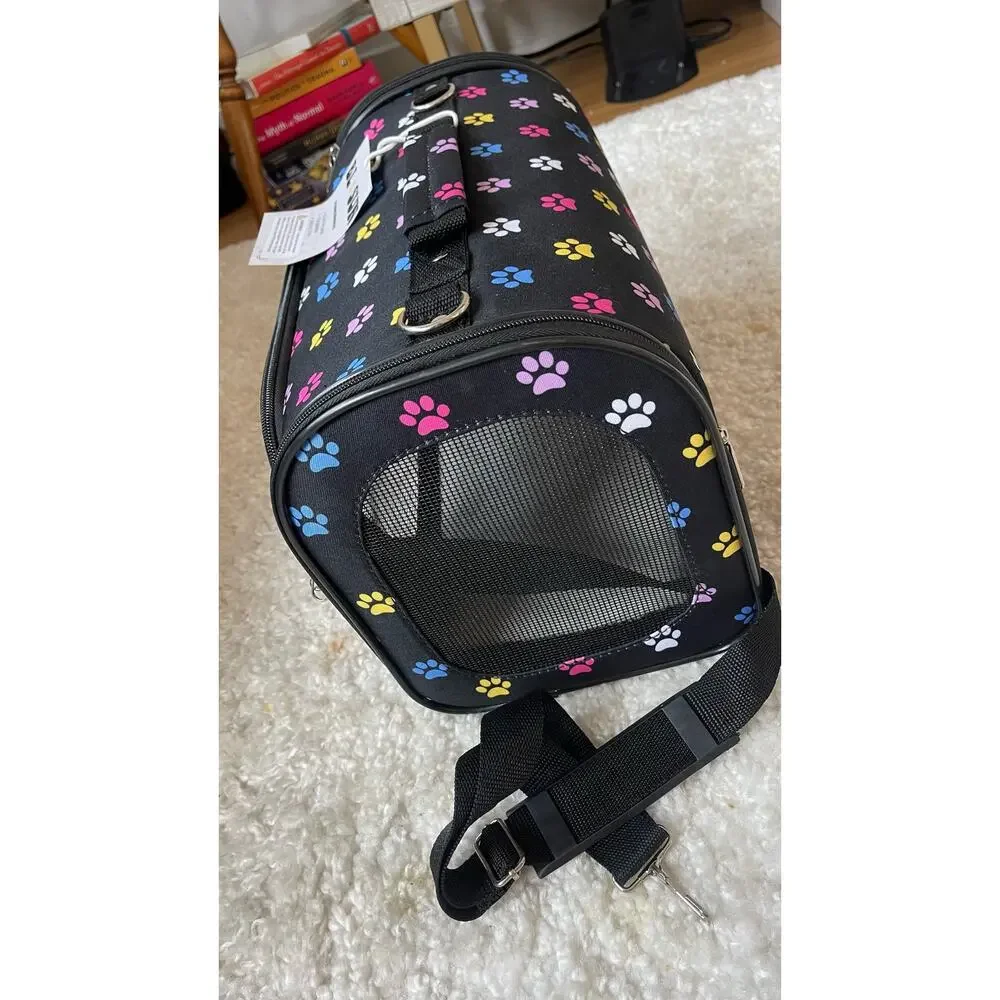 NWT- Small Dog (up to 6lbs) or Cat Carrier with Paw Prints